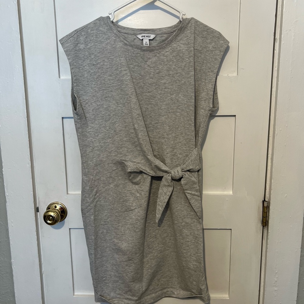 Nine West Gray Tie-Front Mini Dress